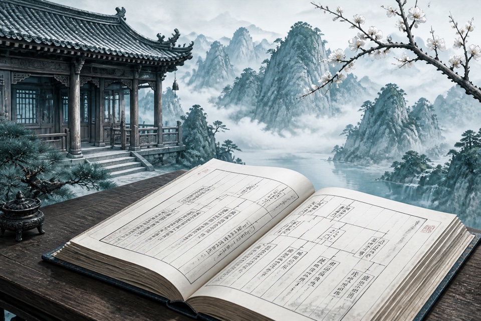 祠堂、族谱与山水组成的寻根视频画面