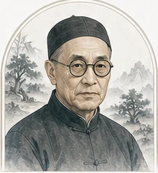 梁漱溟水墨人物肖像