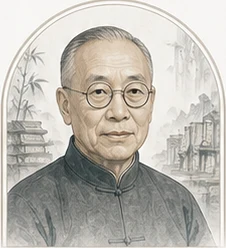 钱穆水墨人物肖像