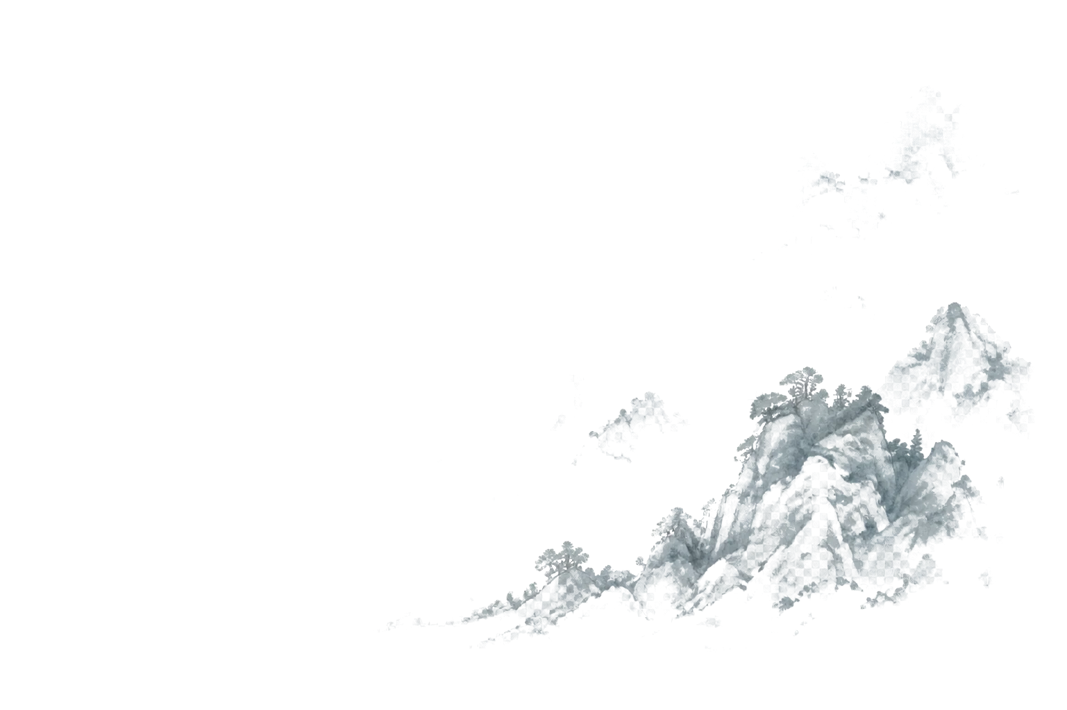淡墨群山与松林