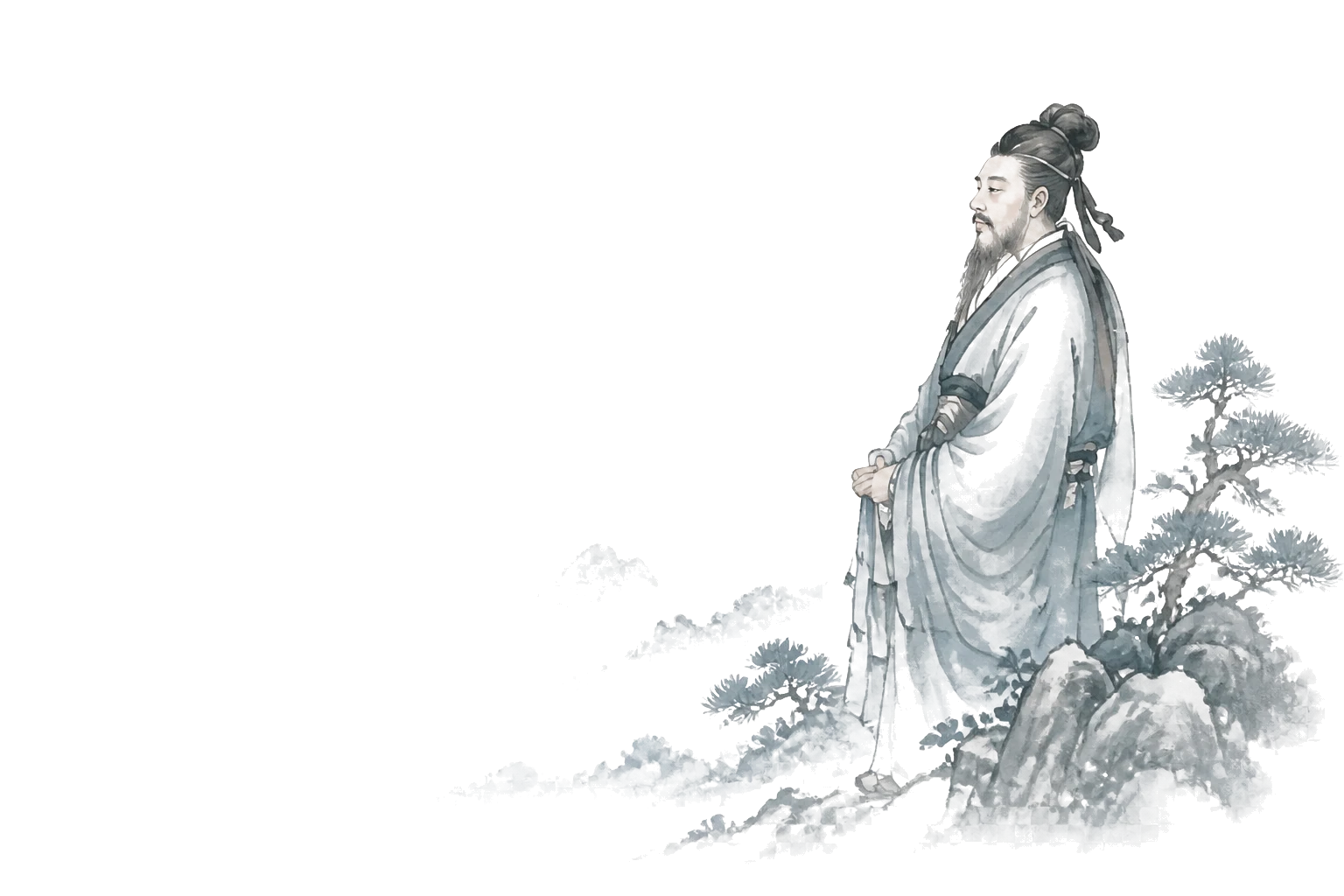 古代文士临山远眺